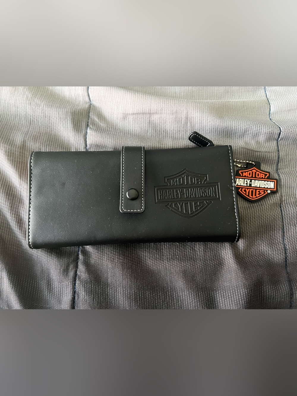 Harley-Davidson Black Leather Bi-Fold Wallet with Embossed Logo